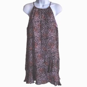 Alice & Trixie 100% silk halter animal print tunic shift dress size S in EUC